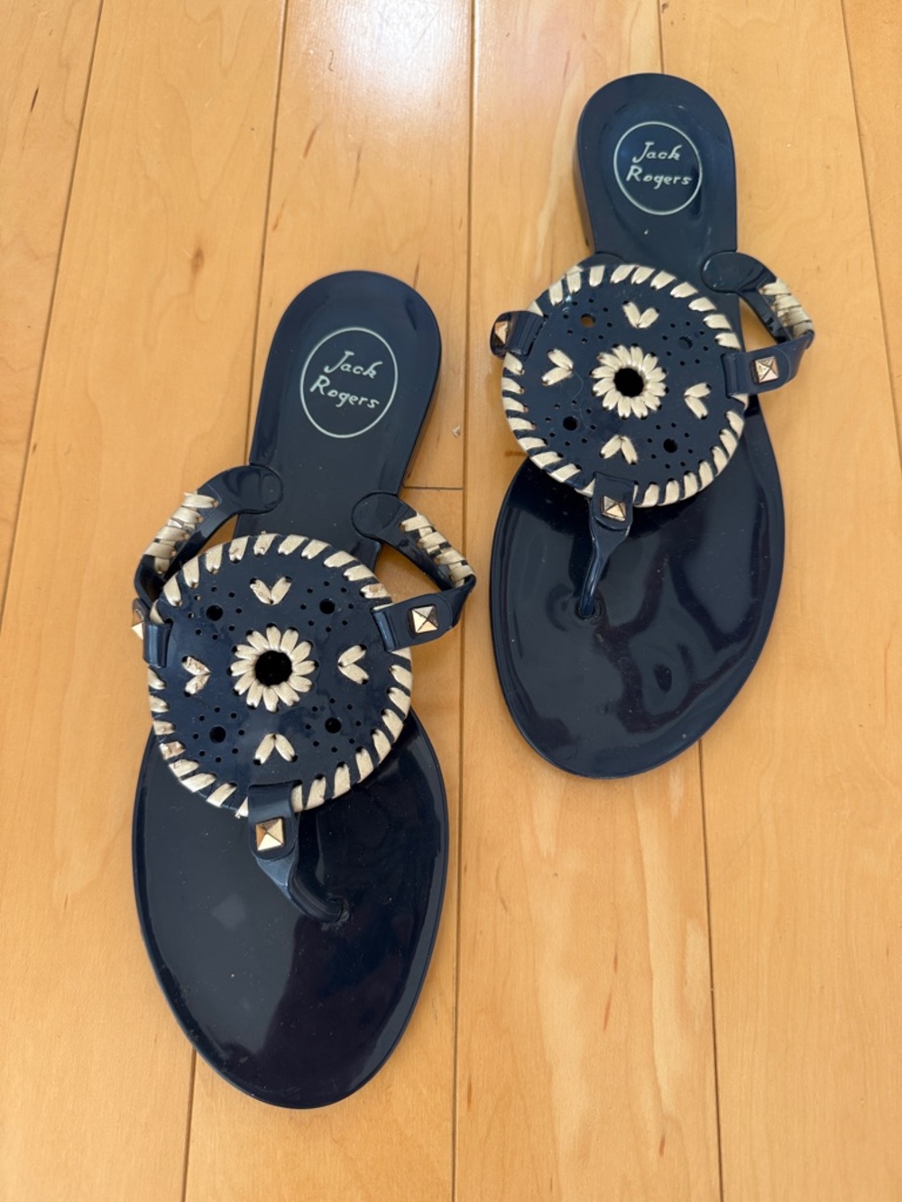 Jack Rogers Navy and Gold Jelly Sandals- NWOT